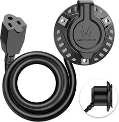 15A 125V AC Port Plug, 12AWG RV Shore Power Inlet Plug for Trailer Truck Boat