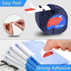 DYMO LetraTag Refill 91333 Plastic Red Lable Tape 12mm Compatible LT-100T 5pk