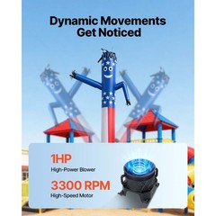 Uimoso Inflatable Tube Figure with 1 HP Blower Fan, 20 ft Tall Waving Display