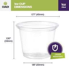 1OZ PP Clear Portion Cup,Lids Sold Separately Case of 2,500