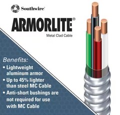 Southwire 14/3 x 250 ft. Solid CU MC (Metal Clad) Armorlite Cable #744666 Silver