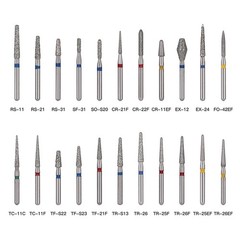 100 Types Dental FG Diamond Burs For High Speed Handpiece Friction Grip 50pcs