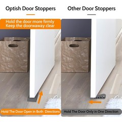 Optish Original Patented Door Stoppers for Bottom of Door, 3 Pack, Dark Grey