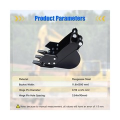 11.8in Digging Bucket Attachments for Mini Excavator, 300mm Trench Buckets wi…