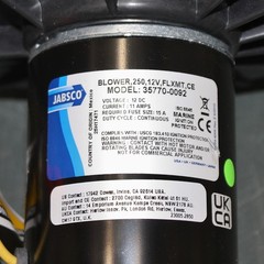 Jabsco OEM Blower Fan 35770-0092, 4-1/2″ Wheel Diameter, 12V DC, 11 A, 250 cfm