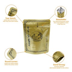 3.5g Resealable Stand Up Mylar Bags Smell Proof Zip Seal Food Grade Pouch 100pcs