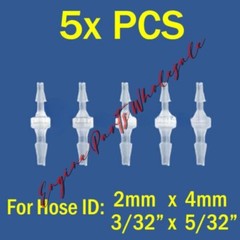 5X Plastic 3/32″ x 5/32″ in 2mm to 4mm Tube Hose Barb Fitting Reducer Connector
