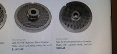 Vintage Lot 5 Large 6″ Kasco Never Sold Hook Eye Big Meat Grinder Plates Set 5