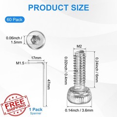 M METERXITY 60-Pack M2 x 6mm Socket Head Cap Screws, 304 Stainless Steel Hex …
