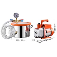 1.5 Gallon Vacuum Chamber 3.5CFM Single Stage Pump Degassing Chamber Kit