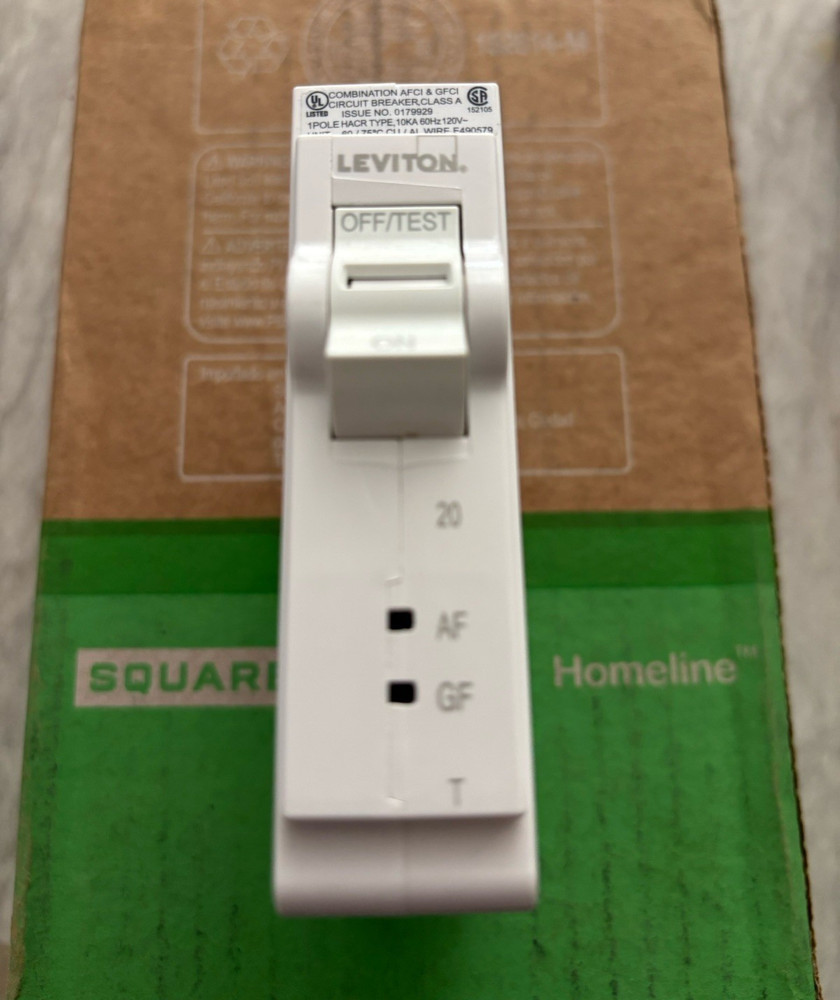 Leviton LB120-DFT 20A 1-Pole 120V Dual Function AFCI/GFCI Breaker White