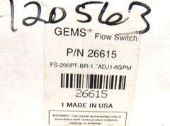 NEW GEMS 26615 FLOW SWITCH