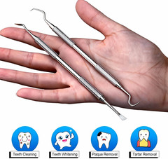 2 Pack Dental Tools for Teeth Cleaning, Metal Dental Pick Hygiene Kit for Home U