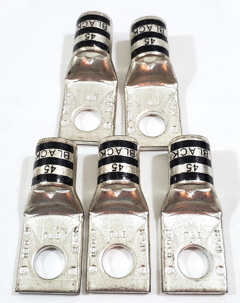 Lot of 5 Thomas Betts 54110 Short Barrel 2/0 AWG Crimp Lugs 3/8″ Hole 600 Volt