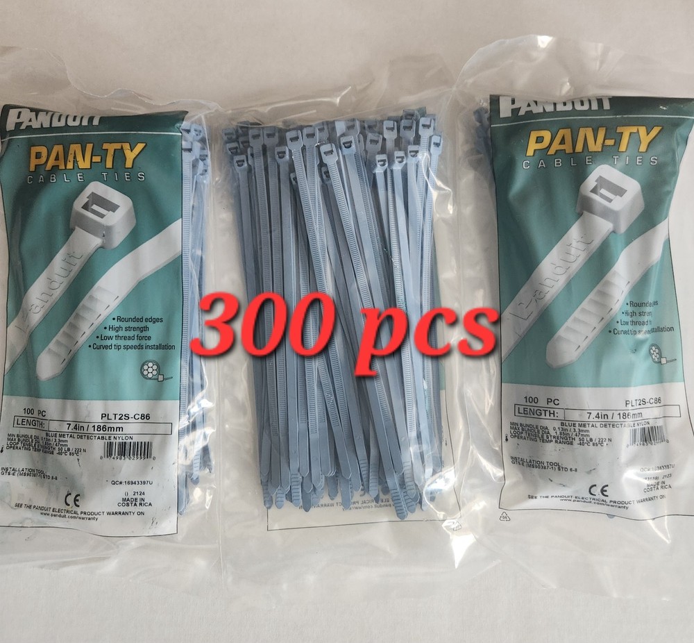 PANDUIT PAN-TY Cable Ties 300 Pcs 7.4 Inches PLT2S-C86 Blue