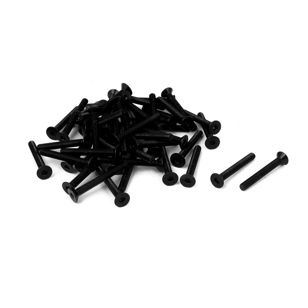 M3x25mm 10.9 Carbon Steel Countersunk Head Hex Socket Screw Black 50Sets