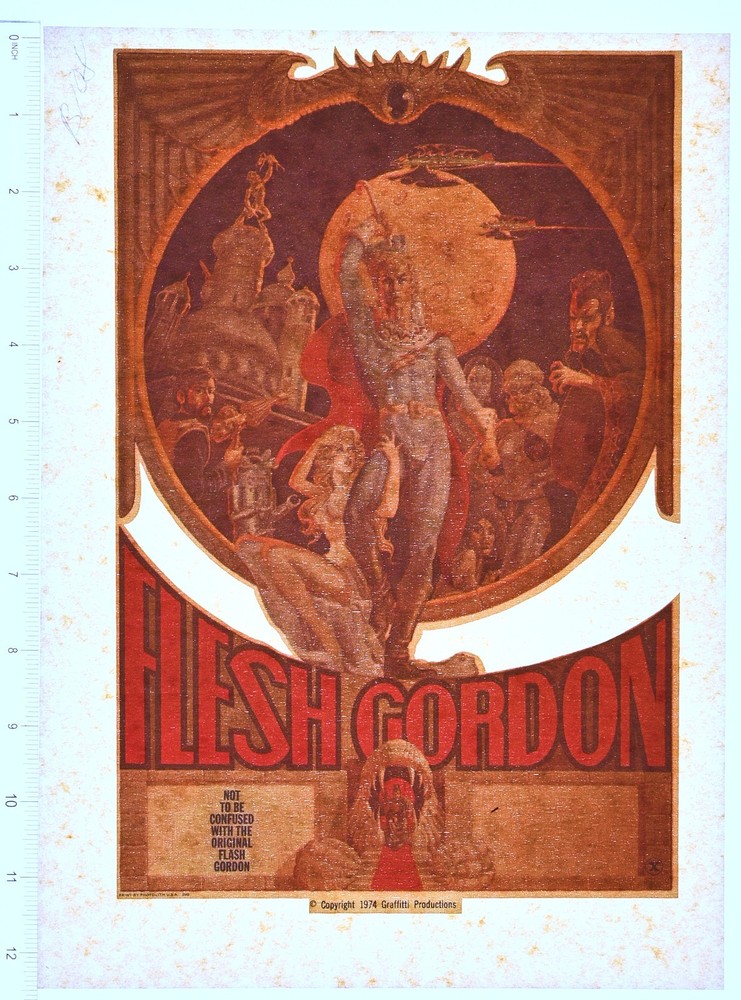 Original VINTAGE 1970s Heat Transfer | Flesh Gordon 1974 Movie Graphic