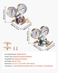 VEVOR Oxygen Acetylene Regulator Set Oxy-Acetylene Welding Gas Gauges T-Handle