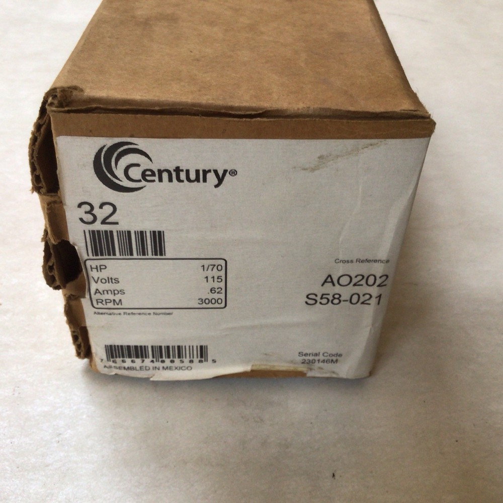 Century – 32, Blower Motor, 1/70 HP, .62 Amp, 1300 RPM, 60HZ Mod: JA1M621N (J23)