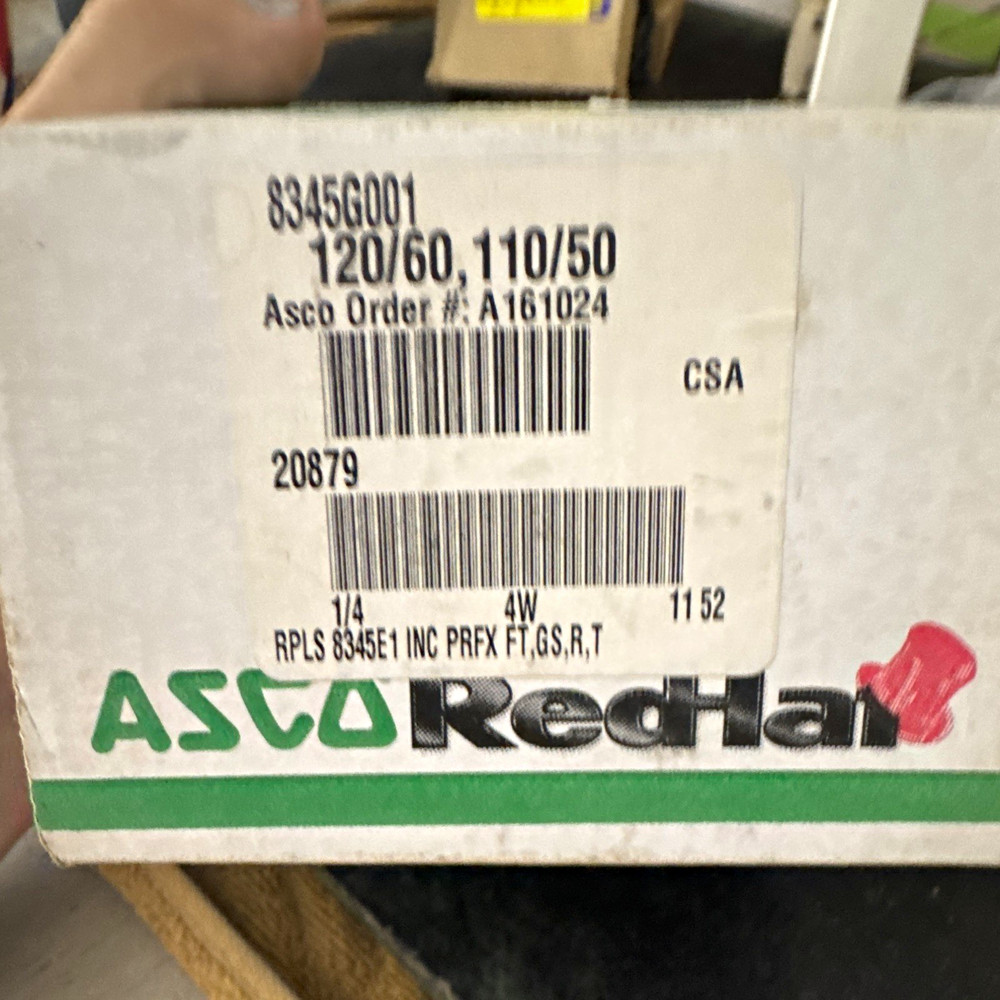 ASCO RedHat Electric Solenoid Valve 8345G001 2-Way/2-Position