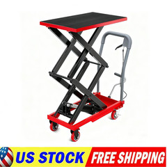 Hydraulic Double Scissor Lift Table Cart 330lbs Capacity 11-50″ Lifting Height