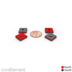 1/2 x 1/2 x 1/8 Inch Neodymium Countersunk Block Magnets N52 (24 Pack)
