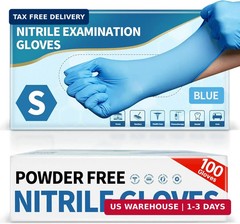 Medguy Medical Blue Nitrile Disposable Exam Gloves, 4.5 Mil 100 Pcs Powder-Free