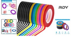 15 Rolls of Assorted Color Whiteboard Tape – 1/8 Inch Pinstripe Perfect for Art