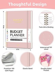 Budget Planner – Monthly Book with 9.9 x 6.9 x 0.5 inches, A.Pink