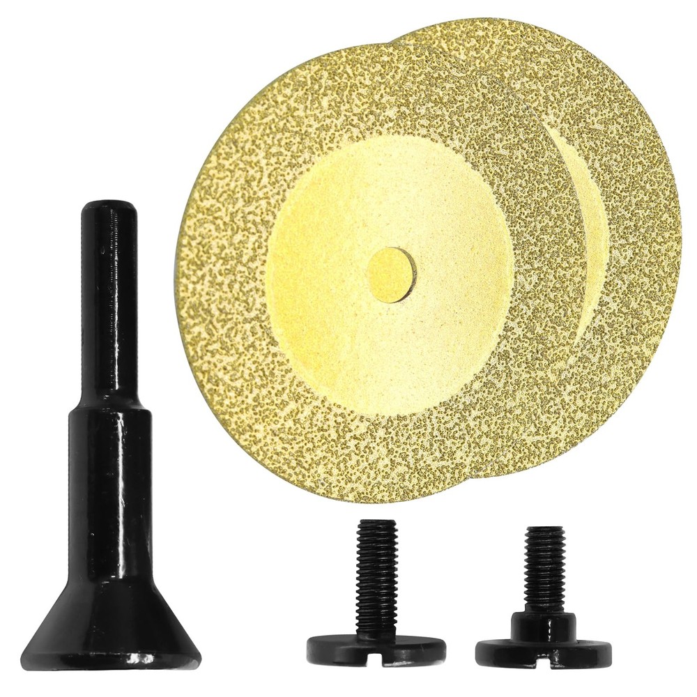 Jersvimc 2Pcs Diamond Die Grinder Cut Off Wheel with Mounting Mandrel, 2 Gold