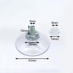 6 PZS Ventosas Cristal PVC 41mm Transparentes Adhesivas Fuerte sin Ganchos