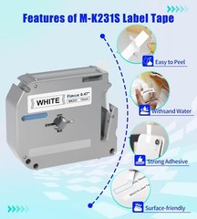 4-Pk/Pack Label Tape for Brother P-Touch eqv M231 M-K231 MK231 12mm Black/White