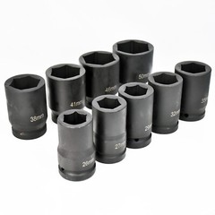 9PC 1″ ONE INCH DRIVE DR DEEP BIG SIZE AIR BLACK IMPACT SOCKET WRENCH TOOL SET