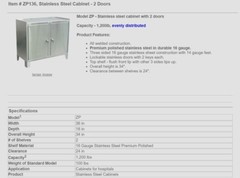 NEW Jamco ZP136 Stainless Steel 2-Door Cabinet for Medical Hospital Industrial +