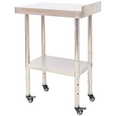 24×15″ Stainless Steel Prep Table w/Backsplash, Undershelf, 4 Casters, 440lb