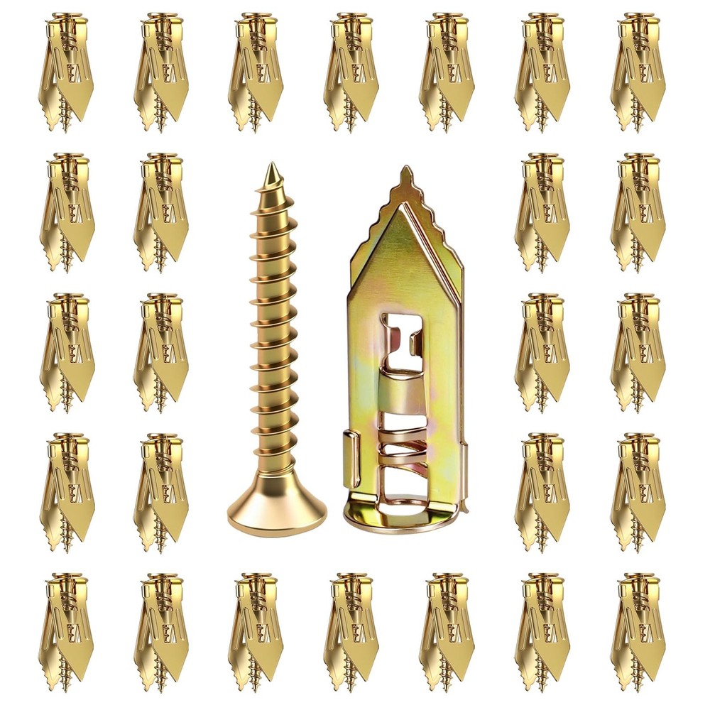 90PCS Self Drilling Drywall Anchors with Screws Kit, Silver Gold Finish