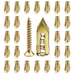 90PCS Self Drilling Drywall Anchors with Screws Kit, Silver Gold Finish