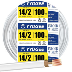 12/2 NM-B Wire with Ground, 100 FT 12 Gauge Wire Solid Pure Copper Non-Metallic