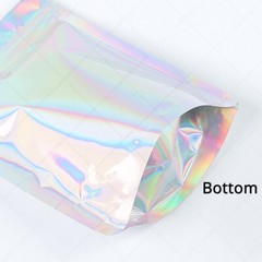 Multi-Size Glossy Holographic Silver Foil Mylar Stand up Zip Lock Pouch Bag S01