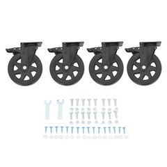 4Pcs Heavy Duty Casters Black 6″ W/ Brake 360° steering With 2× Hardware Kits