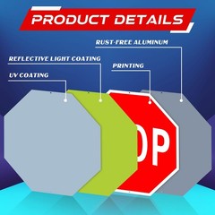 2 Pcs 24 x 24 Inch Stop Sign, Large Reflective Aluminum Street Road Signs for…