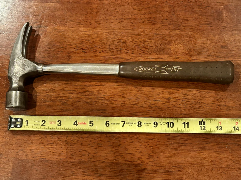 Vintage True Temper Rocket 20oz Claw Hammer A20 Steel Brown Handle Made in USA