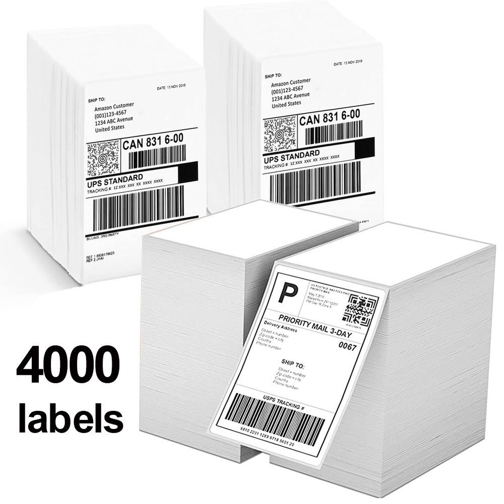 4000 Fanfold 4″x6″ Direct Thermal Shipping Labels for Zebra and Rollo Printers