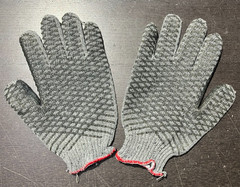 12 PR. COTTON STRING KNIT WORK GLOVES PVC COATED DOTTED PALMS GLOVE LINERS LARGE