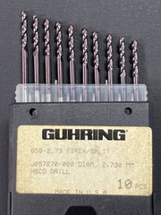 GUHRING HSCO 2.730mm Diameter FIREX/SPLIT Drill Bits 10pcs High-Speed Cobalt