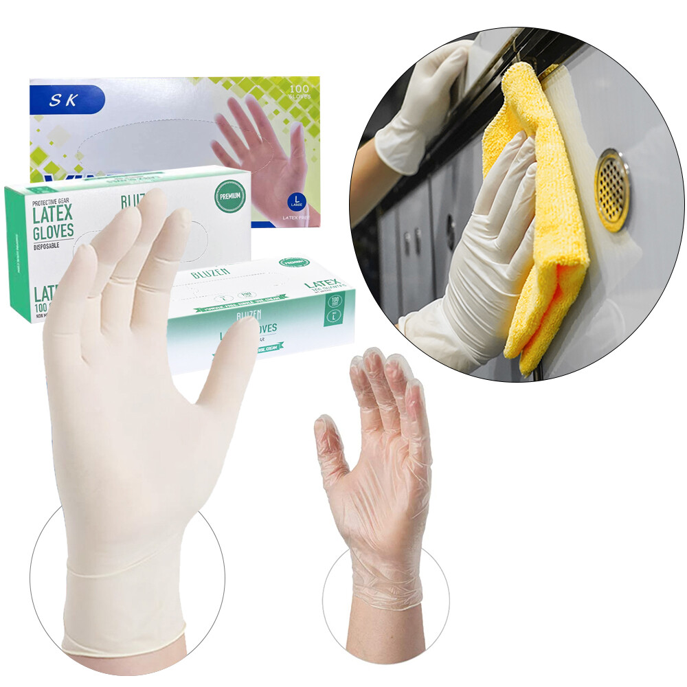 New Disposable Latex Gloves, Powder Free Large. (100 Gloves Per Box)