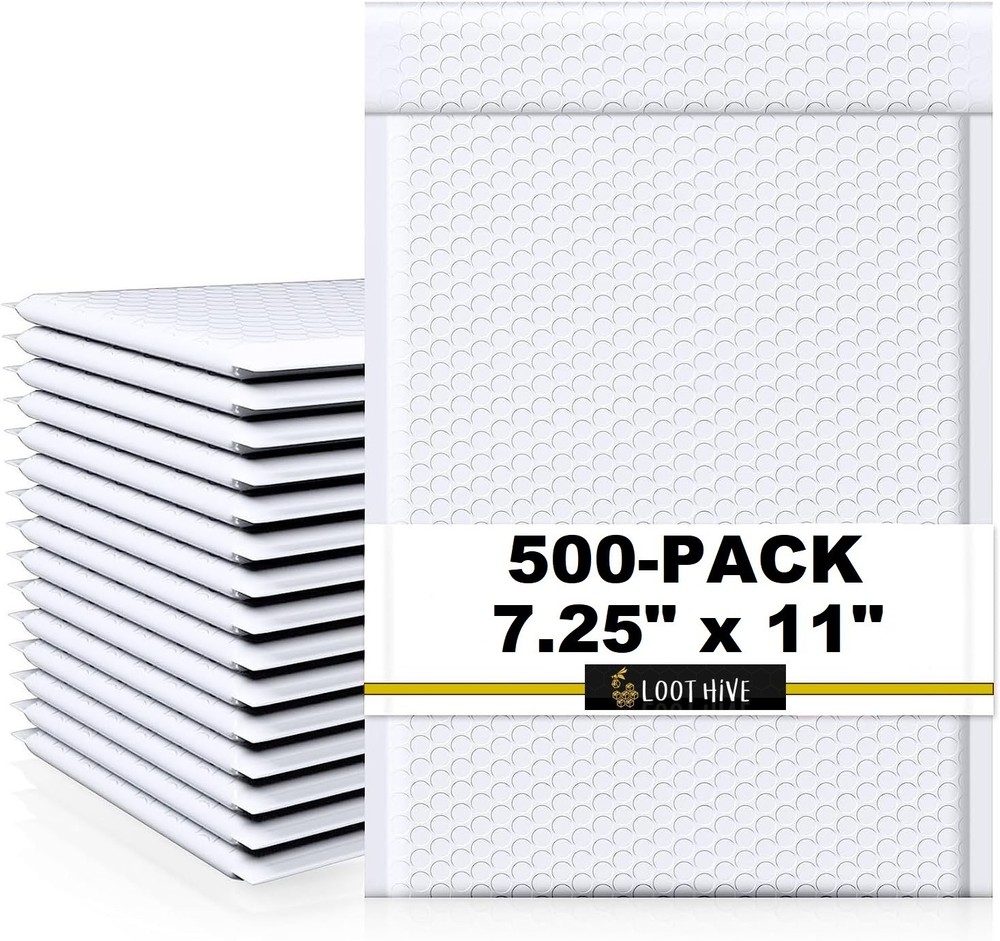 500-Pk WHITE 7.25 x 11″ Padded POLY BUBBLE MAILER #1 shipping DVD game envelope