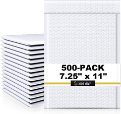 500-Pk WHITE 7.25 x 11″ Padded POLY BUBBLE MAILER #1 shipping DVD game envelope