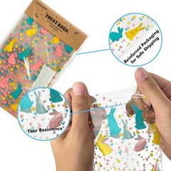 50Pcs 6×10 Inches Easter Candy Bags with Ties, Easter Bunny Cellophane Treat …