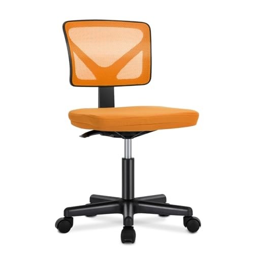 Compact Orange Desk Chair with Adjustable Height & Mesh Back – Modern Style